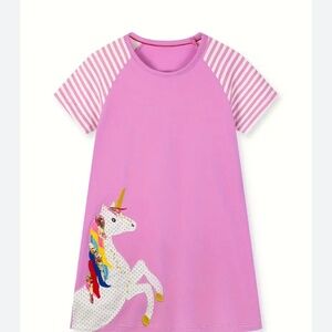 New 100% cotton girls unicorn dress size 5-6